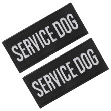 Embroidered Service Dog Training Harness, Adjustable Padded, Black Polyester, 2 Pack Embroidery Patches for Walking Traveling
