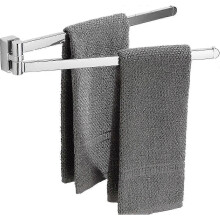 Swivel Towel Rack, Stainless Steel Chrome Plated 2 Swivel Bars, Wall-Mounted 180 Degree Rotating Bathroom Towel Holder