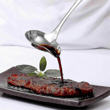 Cucharones pequeños de acero inoxidable 18/10 alimentario, con boquilla para verter, aptos para lavavajillas, color plata