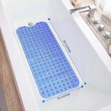 Extra Long Non-Slip Bath Mat for Shower Tub, 39 x 16 Inch with Drain Holes