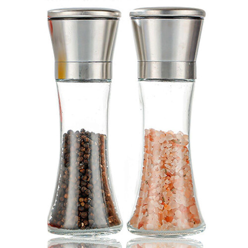 Salt and Pepper Grinder Set Adjustable Ceramic Mill Stainless Steel Glass