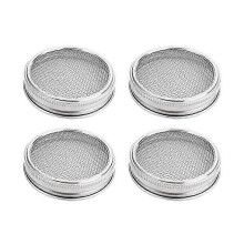 Paquete de 4 tapas de acero inoxidable para germinar, tapas plateadas de 86 mm para frascos Mason de boca ancha.