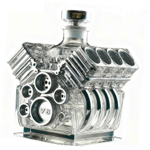 Carafe à whisky en forme de moteur V8, distributeur de spiritueux en verre transparent avec bouchon hermétique pour bourbon, scotch et vodka
