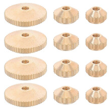 Brass Clock Nut Set, 12-Piece Assortment for Antique Mechanical Clock Repairs, 3 Mixed Sizes, Golden Brass