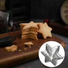 Juego de cortadores de galletas de acero inoxidable con forma de estrella, 10 piezas, formas 3D de dibujos animados para hornear.