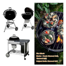 Kit Sistema Pulizia One Touch 22,5 pollici compatibile con Weber barbecue a carbone 22 pollici, metallo argentato