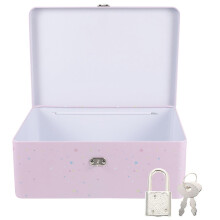 Unicorn Storage Box, Tinplate with Lock, Pink, 24.5x18x8.5cm, Sealed Tin Storage Holder for Home Use