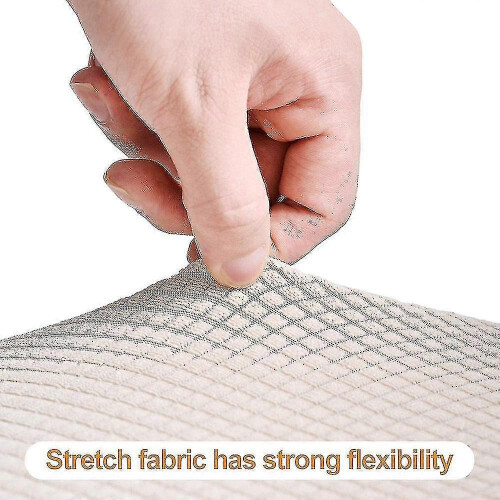 Coprisedie elasticizzati con lacci e bottoni, set da 6, tessuto jacquard, beige