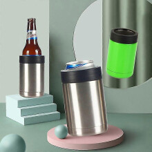 Beer Cooler Can And Bottle Stubby Holder, 316 Marine Grade Stainless Steel, Triple Insulated, Detachable 3-in-1 Opener, Dual Use As Tumbler