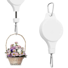 2 Pack Retractable Heavy Duty Adjustable Plant Pulleys, with 3 Ceiling Hooks for Hanging Plant Baskets