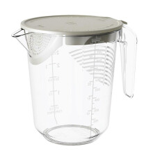Mixing Jug With Lid, 1L Food Grade PP Measuring Cup With Clear Markings, Dishwasher Safe, White