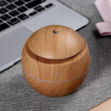 Humidifier 130ml Wood Grain Mushroom Quiet Aromatherapy Diffuser with Night Light for Desktop Car