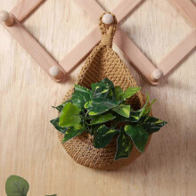 Paniers muraux en jute pour fruits et légumes, tressés à la main en forme de larme, 18 x 17,5 x 22,5 cm, rangement mural pour cuisine