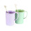 Plastic Coffee Mugs with Handle, Set of 4, Unbreakable, 4 Assorted Colors, 301-400ml 4