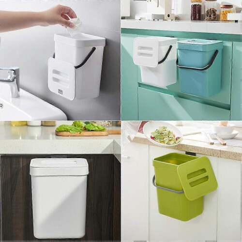 Small Kitchen Compost Bin 3L with Lid, Flip-Top Design, Pressure Ring, Portable Handle 1