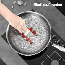 Frying Pan with Lid, 30cm, Pure Titanium Non Stick, Hammered Finish, Even Fast Heating, Lightweight Scratch Resistant