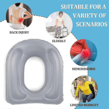 Inflatable Height-Adjustable Toilet Cushion, PVC with Suction Cups, for Adults Elderly Disabled, Coccyx Pain Relief