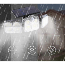 Solar Light Outdoor 122 LED 1200 Lumens Remote Control 3 Adjustable Heads IP65 Waterproof Motion Sensor