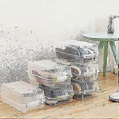 Stackable PP Plastic Shoe Boxes, Foldable, Transparent, Breathable, Space Saving Closet Organizer Storage Box 2