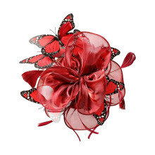 Delicate Organza Hairband With Beautiful Butterfly-Burgundy