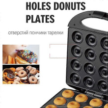 16-Hole Donut Maker, 1400W 220V Electric Cake Pan, 16 Capacity Mini Donut Machine for Sweet and Savory Donuts, Quick Cooking Breakfast Machine