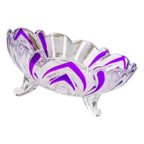Modern Three Point Base Glass Display Bowl Strong Build-Purple