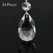 Pingentes de lustre de cristal em forma de gota, 24 unidades 38mm de vidro K9 transparente com contas octogonais 14mm para decoração