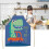 Apron Flax Floral Print Long Bib Kitchen with Neck Strap Waist Tie Large Coverage 2