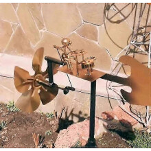 Metallene Windmühlentrommel, handgefertigter Windspinner aus Metall, gekapselte Lager, drehbar bei leichtem Wind, musikalische Gartendekoration