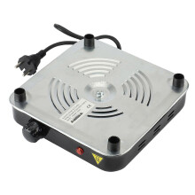 Piastra elettrica a spirale, 1000W, controllo della temperatura regolabile, spina europea, da banco, portatile, corpo in acciaio inox nero