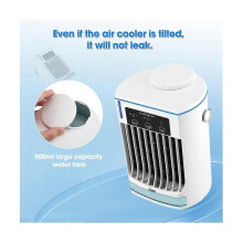 Air Cooler Spray Humidifier Fan, USB Desktop 500ml Water Cooled Fan, 3 Wind Speeds, Activated Carbon Filter, White Plastic