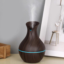 Vase Shape Desktop Humidifier, Portable Quiet Wood Grain USB Humidifier with Multicolor Light, 8 Hour Auto Shut Off for Bedroom Desk Dorm Nursery