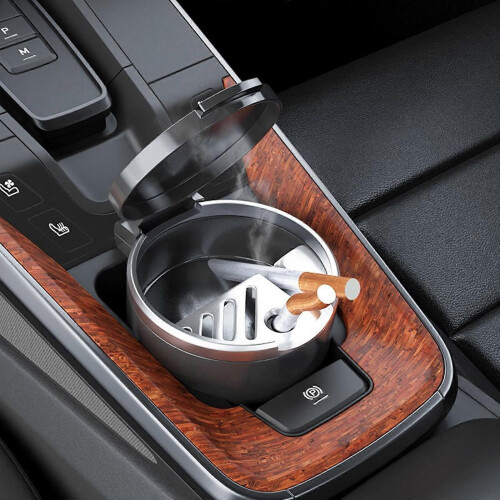 Car Ashtray for Cup Holders with Secure Lid, Detachable Smell Proof Small Trash Receptacle 1