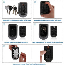 Key Lock Box, Wall Mounted 10 Digit Combination Lock Box, Aluminum Alloy Weather Resistant with Rubber Cover for Indoor Outdoor