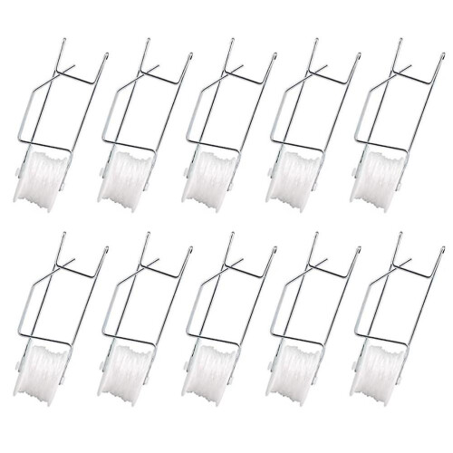 10Pcs Tomato Trellis Roller Hooks with 15M String, Galvanized+PP for Vegetable Plant Vine Support