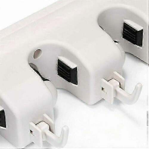 Wall Mount Mop Broom Holder with 5 Slots 6 Foldable Hooks for Home Storage Organization 1