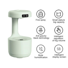 Air Humidifier, 800ml Anti-Gravity Water Drop Ultrasonic Cool Mist, 36Db Quiet Operation, Auto Shutoff, LED Clock Display, for Bedroom and Office
