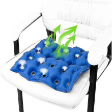 Portable Inflatable Seat Cushion with Pump for Car and Office, Blue PVC