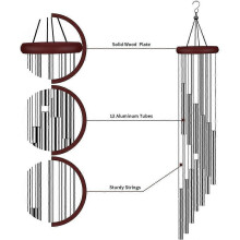 Metal Wind Chimes, 12 Aluminum Alloy Tubes, 58cm Total Length, for Home Garden Outdoor Indoor Decoration