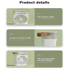 Spray Fan, 5 Nozzles 3 Gears 600ml 7 Colors Adjustable Night Light 1-3 Hours Timing Portable USB Air Cooler Humidifier