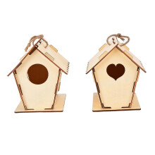 Bird House DIY Wooden Manual Graffiti Outdoor Hanging Bird Cage Crafts