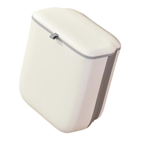 Foldable Wall Mounted Kitchen Trash Can with Lid, 3.2 Gallon Space Saving Under Sink Waste Bin 1