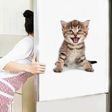 Sticker mural vintage chat/chien en PVC imperméable pour salle de bain, chambre et décoration intérieure