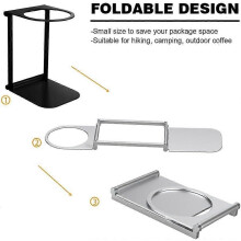 Soporte plegable y portátil para cafetera, de aleación de aluminio, para acampada al aire libre, 7,0 cm de diámetro interior, color negro.