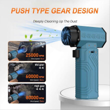 Outdoor Camping BBQ Blower, 420W 10000mAh, 70m/s Max Wind Speed 600g Max Thrust, Blue ABS