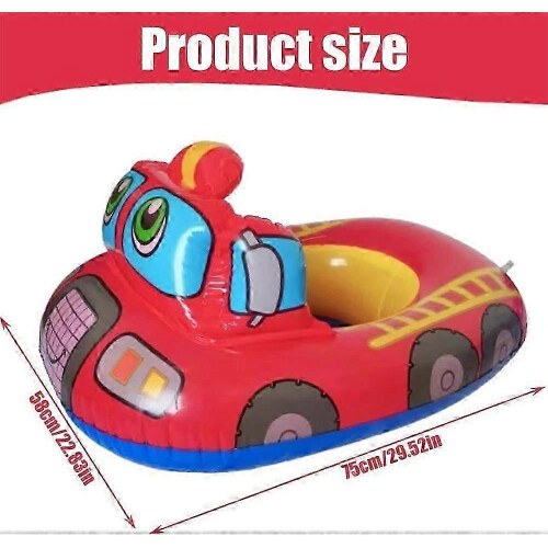 Inflatable Fire Truck Swim Ring, Thickened Large Pool Float with Steering Wheel 1