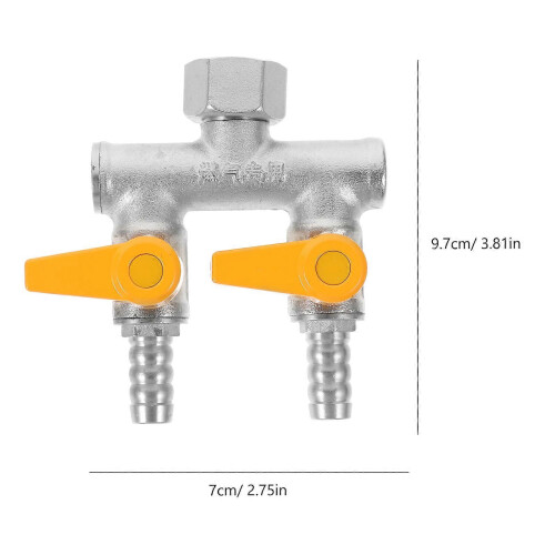 Copper 3-Way Hose Adapter Valve for Water Redirection with Shutoff Valves 1