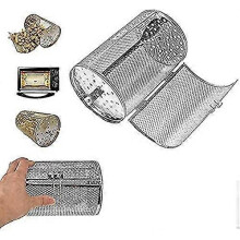 Cestello girarrosto per forno, tamburo grigliante girevole a 360 in acciaio inox per tostare noci e chicchi di caffè.