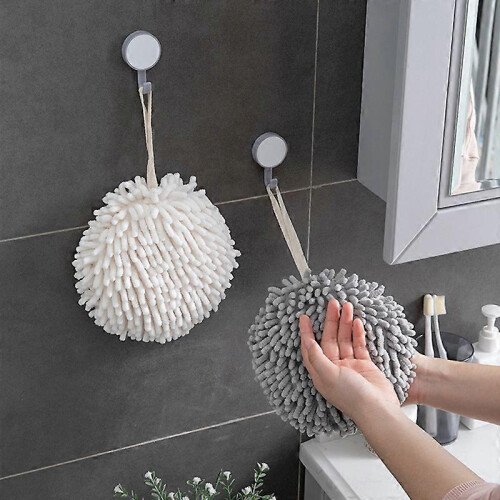 Quick Dry Spherical Cleaning Cloths, White Thickened Chenille, Hanging for Bathroom Kitchen 1