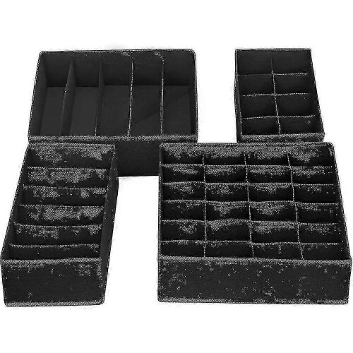 Foldable Underwear Storage Box, 4 Pack Drawer Organizer for Underwear Bra Socks, Gray 1